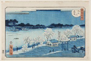Mimeguri Dijk aan de Sumida Rivier (kleur houtsnede)