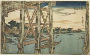 Schemermaan bij de Ryogoku Brug (Ryogoku no yoizuki)