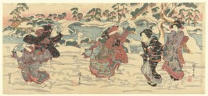 Sneeuwballen gooien door Utagawa Kunisada (I)