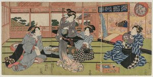 Een Uitzicht op de Grote Nieuwe Kamer in Sakurai door Utagawa Kunisada