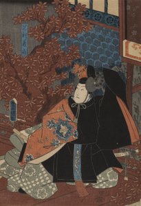 Ashikaga Yoshihisa in Higashiyama Sakura Soshi door Utagawa Kunisada