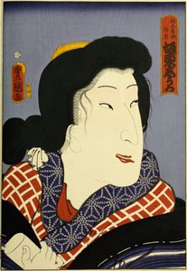 Uit de serie "Beroemde acteurs vroeger en nu", ca. 1860-65 door Utagawa Kunisada