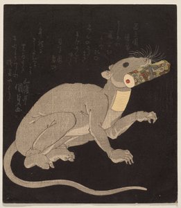 Ichikawa Danjūrō VII in een rattenkostuum, met een magische rol