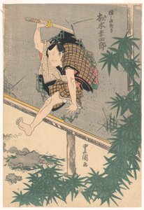 Matsumoto Koshiro springt door een muur door Utagawa Kunisada