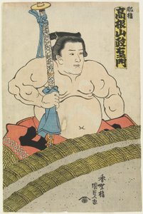 De worstelaar Takaneyama Seiemon van de Higo-stal, 1830-1844 door Utagawa Kunisada