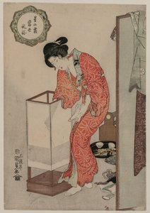 Vrouw Dooft Een Licht (uit de serie Moderne Gebruiken: Vorst Onder de Sterren) door Utagawa Kunisada