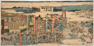 Kokugikan in het oosten van Edo (Tokyo) door Utagawa Kunisato