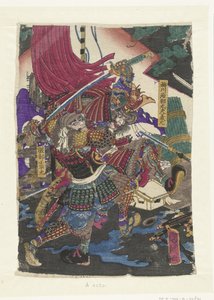 Vechtende mannen door Utagawa Kunitsuna