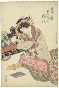 Geisha en kamuro door Utagawa Kuniyasu