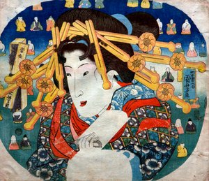 Courtisane Serie: Moderne Drie Moeilijkheden voor Vrouwen (Tōsei sanpukutsui), ca.1833 door Utagawa Kuniyoshi
