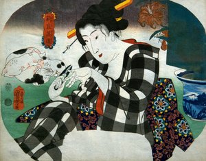 Nagels knippen Serie Het Universum van Vrouwen (Shinramanzō), c.1843-44