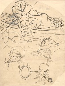 Daikoku en Ebisu, twee van de zeven goden van geluk door Utagawa Kuniyoshi