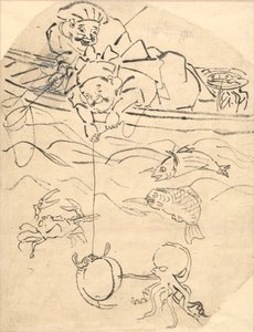 Daikoku en Ebisu, Twee van de Zeven Goden van Geluk door Utagawa Kuniyoshi