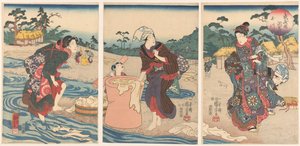 De Chofu Tama rivier in de provincie Musashi door Utagawa Kuniyoshi