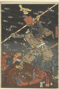 De laatste aanval van de Kusunoki te Shijonawate door Utagawa Kuniyoshi