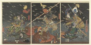 De laatste aanval van de Kusunoki te Shijonawate door Utagawa Kuniyoshi