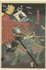 De laatste aanval van de Kusunoki te Shijonawate door Utagawa Kuniyoshi