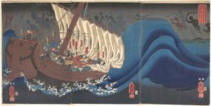 Geesten van de Taira in de baai van Daimotsu door Utagawa Kuniyoshi