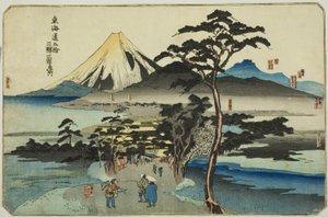 Hara, Yoshiwara, en Kanbara, uit de serie "Beroemde Plaatsen op de Drieënvijftig Stations van de Tokaido, Drie Stations (Tokaido gojusan eki sanshuku meisho)"