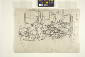 Hataori (weven op een weefgetouw) door Utagawa Kuniyoshi