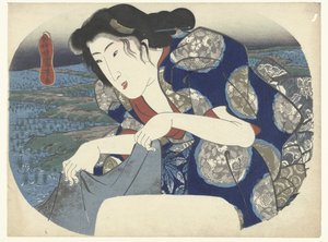 Kleding wassende vrouw door Utagawa Kuniyoshi