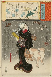 ‘Dame van de Avondgezichten’ Yugao: Yazama’s Vrouw Orie Yazama-shi no shitsu Orie, 1845-46 door Utagawa Kuniyoshi