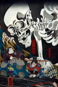 Prinses Takiyasha roept een monsterlijk skelet specter op in het oude paleis in Sōma, ca.1845-46 door Utagawa Kuniyoshi