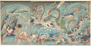 Het terughalen van het gestolen juweel uit het paleis van de Drakenkoning door Utagawa Kuniyoshi