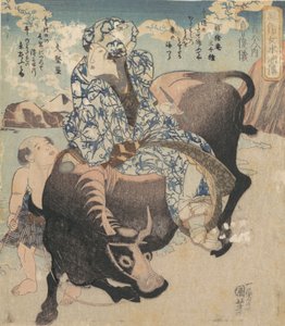 Roshungi Chinees, Lu Zhunyi als een vrouw met een pijp rijdend op een buffel door Utagawa Kuniyoshi