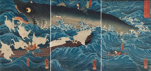 Sanuki no in kenzoku o shite Tametomo wo sukuu zu, 1851 door Utagawa Kuniyoshi