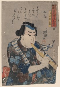 Shakuhachi-speler door Utagawa Kuniyoshi
