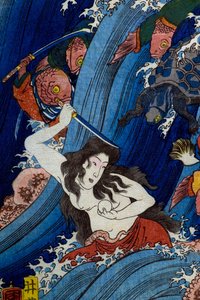 Tamatori-hime steelt de Heilige Juweel uit het Drakenpaleis door Utagawa Kuniyoshi