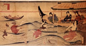 De Abalone Visserij. Prenten door Utagawa Kuniyoshi (ca.1797-1861) door Utagawa Kuniyoshi