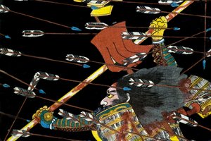 De slag bij Shijō Nawate, ca. 1857 door Utagawa Kuniyoshi