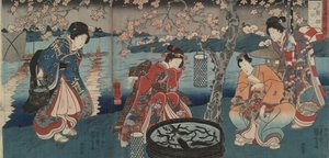 Wachtvuur, vuur uit vijf elementen van de omgeving door Utagawa Kuniyoshi