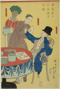 Banket in een buitenlands koopmanshuis in Yokohama (Yokohama ijin shoka shuen no zu)