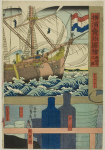 Curio Shop (Karamono ten no zu), uit de serie "Afbeeldingen van goederen te koop in Yokohama (Yokohama urimono zue)" door Utagawa Sadahide