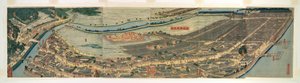 Herziene Panoramisch Uitzicht op Yokohama (Saikai Yokohama fukei) door Utagawa Sadahide