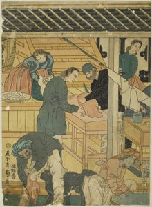 Verkoopruimte in een Buitenlandse Winkel in Yokohama (Yokohama ijin shokan uriba no zu) door Utagawa Sadahide