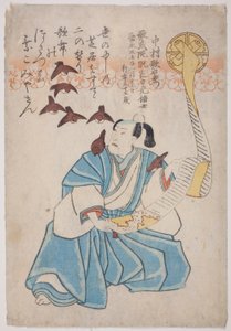 Herdenkingsportret van de acteur Nakamura Utaemon IV door Utagawa School