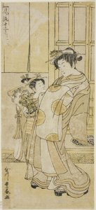 courtisane en bediende door Utagawa Toyoharu