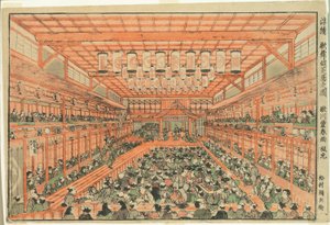 Perspectiefbeeld van een Kabuki-theater (Uki-e Kabuki shibai no zu)