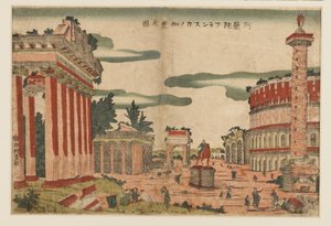 Houtsnede - Een capriccio uitzicht op Rome, ca. 1770s