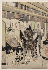 Courtisanes Wandelen op de Nakanochō door Utagawa Toyokuni