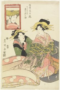 "Spiegels van acteurparodieën, Sawamura Gennosuke als Fujiya Izaemon", januari 1807