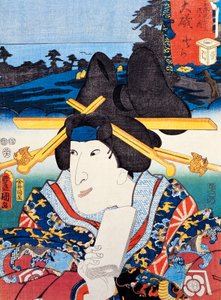 Portret van Kabuki-theateractrice, ukiyo-e kunstdruk door Utagawa Toyokuni (1769-1825), houtsnede, Japanse beschaving, Edo-periode