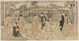 Bezoekers van het Shika Theehuis, vroege jaren 1790 door Utagawa Toyokuni