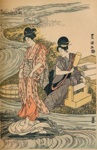 Linnen Wassen, ca. 1800 door Utagawa Toyokuni
