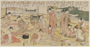 Vrouwen die kleding maken, vroege jaren 1790 door Utagawa Toyokuni