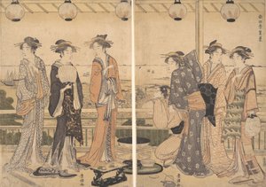 De Vier Seizoenen in Zuid-Edo: Een Zomers Tafereel Minami shiki, Natsu [no] kei door Utagawa Toyokuni I